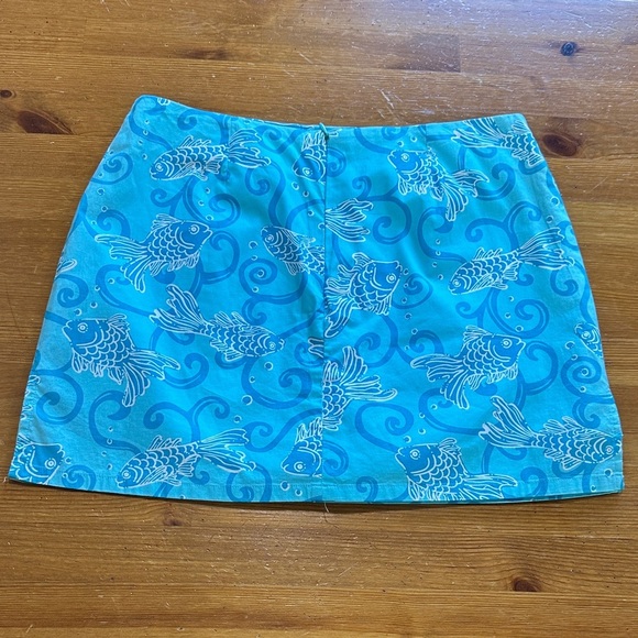 Lilly Pulitzer Blue Fish Print Mini Skirt - Picture 2 of 11